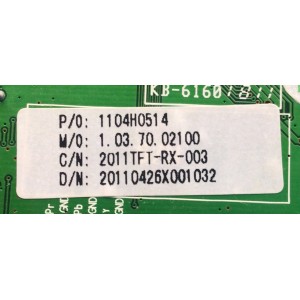 MAIN PARA T5V APEX / NUMERO DE PARTE 1104H0514 / CV318H-A-12 / 1.03.70.02100 / 2011TFT-RX-003 / PANEL T400HW04 V.1 / MODELO LE40H88